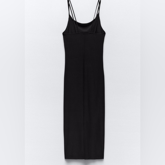 Zara - Black 🖤🖤🖤 Dress with Draped Neckline - Size Small - NWT - Picture 6 of 7